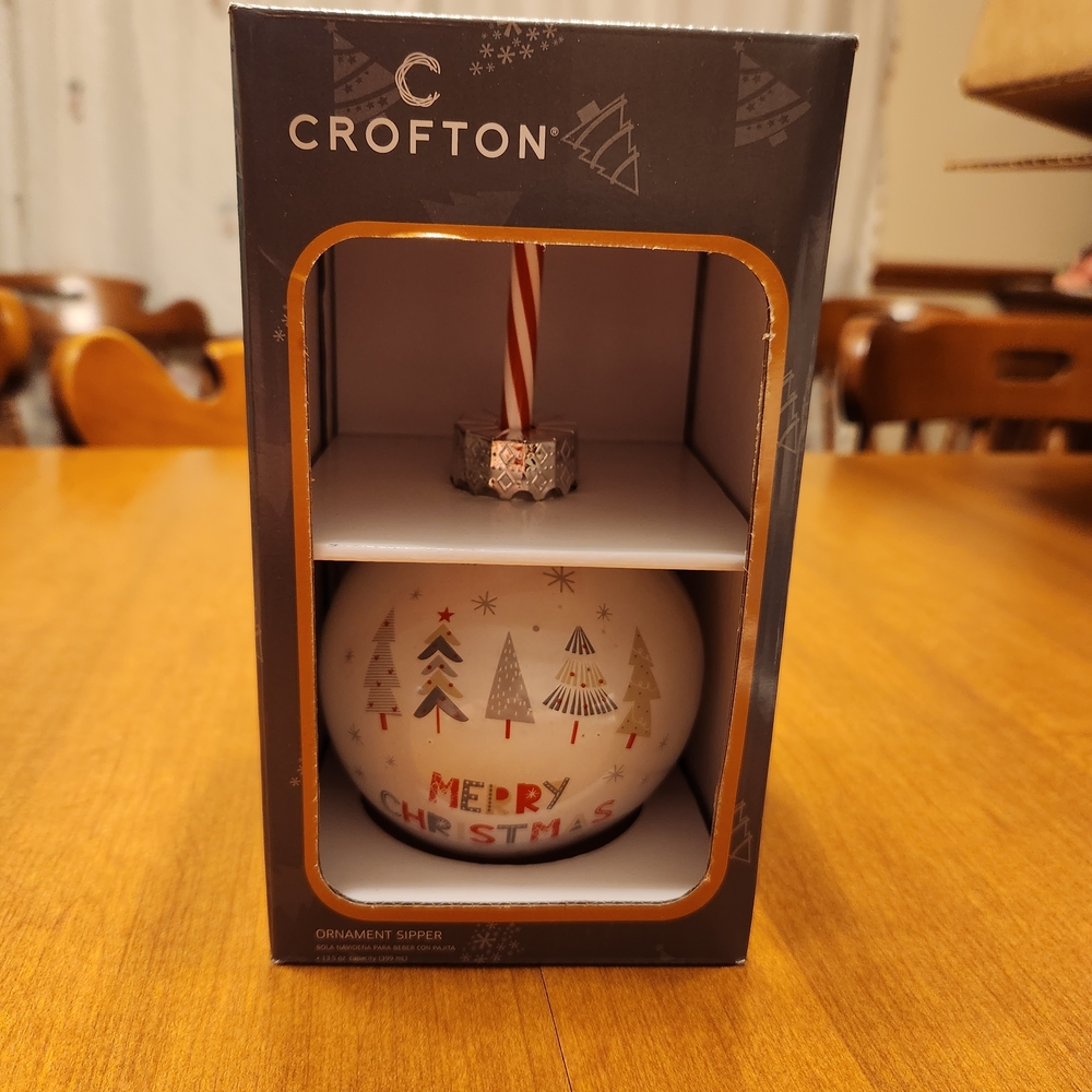 Crofton Merry Christmas Ornament with Red and Gold Accents